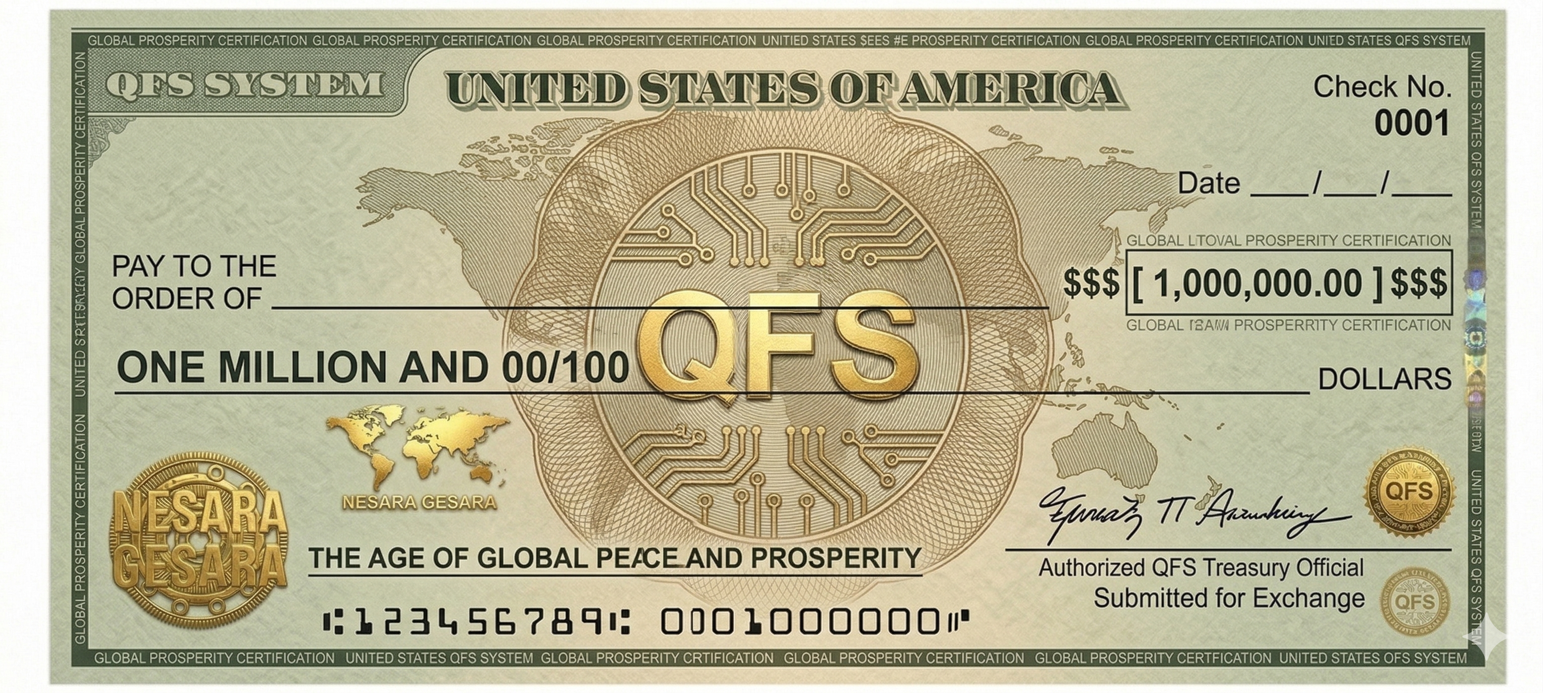 QFS Gold Redemption Check - NESARA GESARA